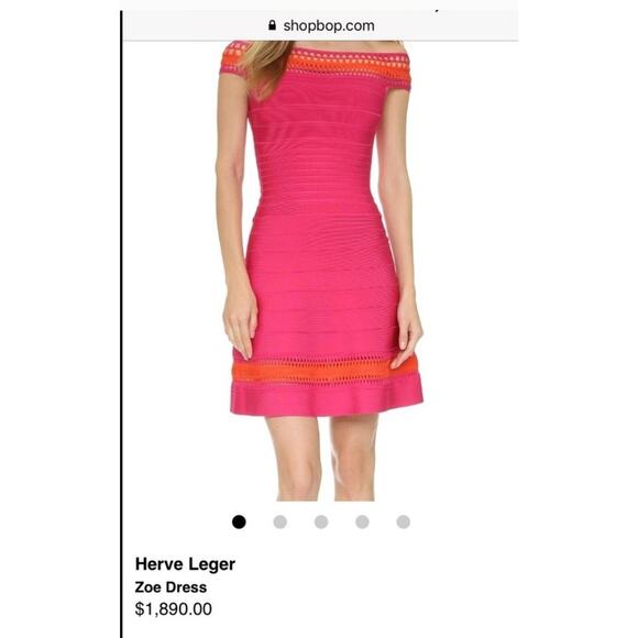 HERVÉ LÉGER Barbie pink BANDAGE Zoe MINI party coktail DRESS SM - Picture 7 of 14
